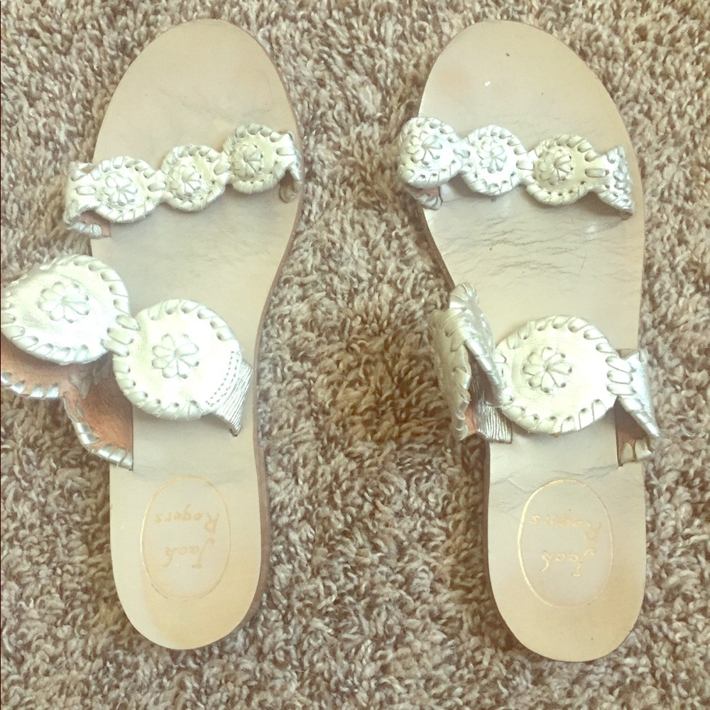 Jack Rogers Lauren Platinum Sandals size 8